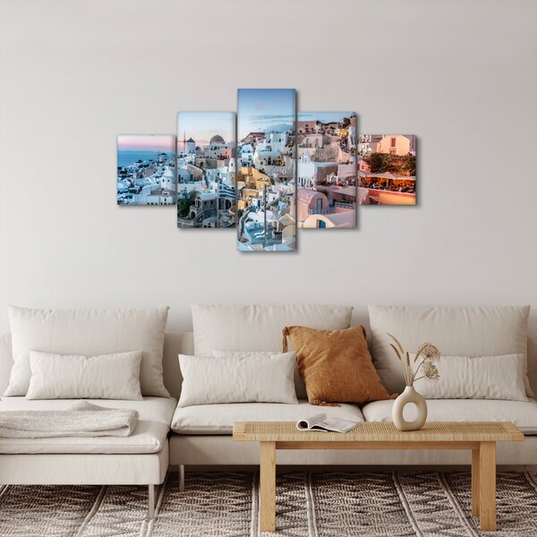 Obraz - Stmívání v Santorini (125x70 cm)