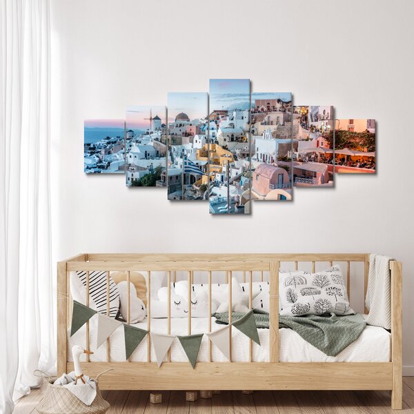 Obraz - Stmívání v Santorini (210x100 cm)