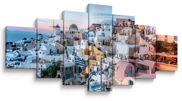 Obraz - Stmívání v Santorini (210x100 cm)