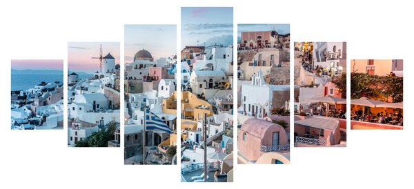 Obraz - Stmívání v Santorini (210x100 cm)