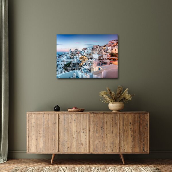 Obraz - Stmívání v Santorini (70x50 cm)