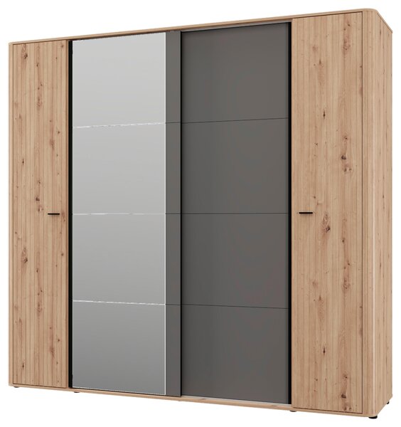 ŠATNÍ SKŘÍŇ, barvy grafitu, černá, dub artisan, 232/218,5/58 cm MID.YOU - Šatní skříně, Online Only