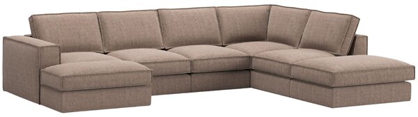 Micadoni Hnědá rohová pohovka Pola 362 cm, pravá