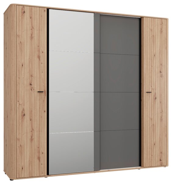 ŠATNÍ SKŘÍŇ, barvy grafitu, černá, dub artisan, 232/218,5/58 cm MID.YOU - Šatní skříně, Online Only