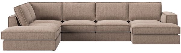 Micadoni Hnědá rohová pohovka Pola 362 cm, levá