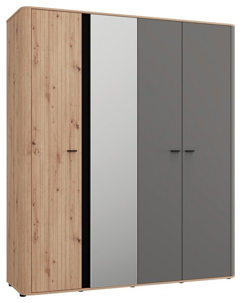 ŠATNÍ SKŘÍŇ, barvy grafitu, černá, dub artisan, 179,5/210,5/56 cm MID.YOU - Šatní skříně, Online Only