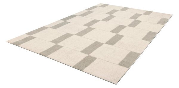 Koberec vlněný Agnella Agnus Pavement Bialy Geometrický béžový krémový Rozměr: 133x195 cm