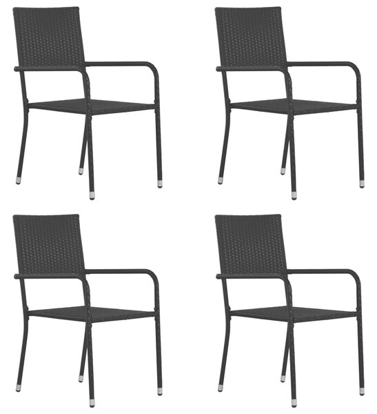 5dílný zahradní jídelní set polyratan černý