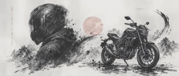 Fototapeta Motocykl s černou maskou, Abstraktní fototapety, Populární fototapety, t00934 - Tapeko.co.cz