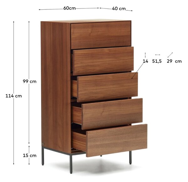 Dubová komoda Kave Home Vedrana 60 x 40 cm