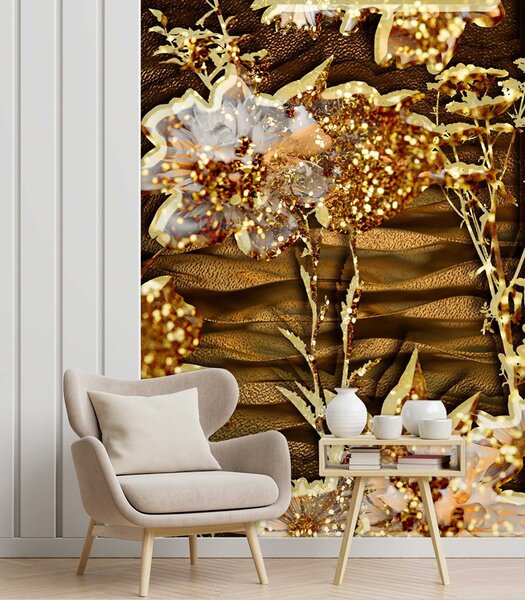 Fototapeta Zlatý brokát květiny Materiál: Vliesová, Rozměry: 100 x 140 cm