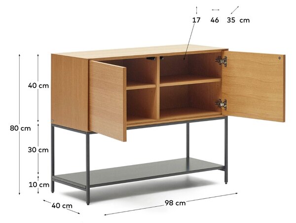 Dubová komoda Kave Home Vedrana 98 x 40 cm