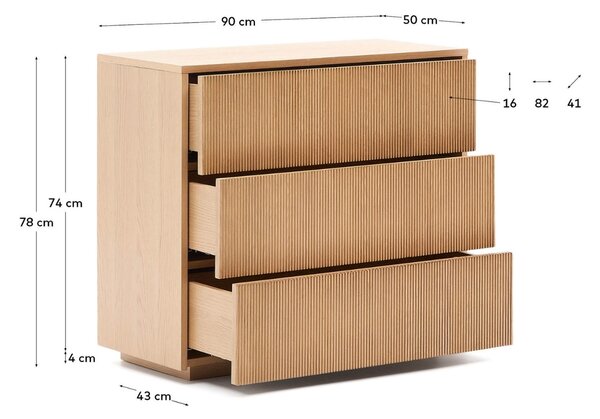 Kave Home Dubová komoda Helvine 90 x 50 cm