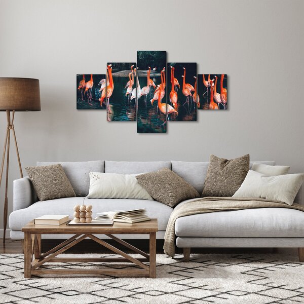 Obraz stáda plameňáků (125x70 cm)