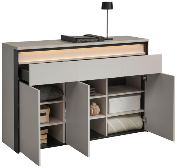 ŠIROKÁ KOMODA, černá, béžová, 130/88/38 cm Voleo - Online Only komody, Online Only