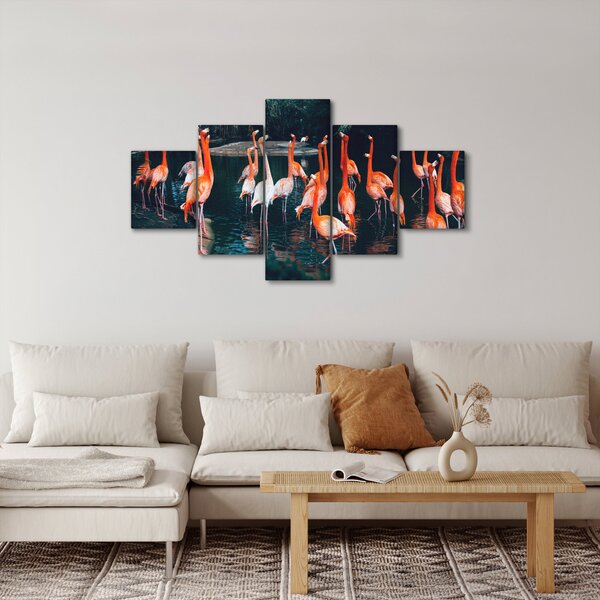 Obraz stáda plameňáků (125x70 cm)