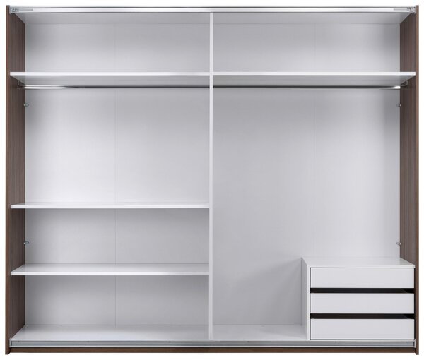 ŠATNÍ SKŘÍŇ S POSUVNÝMI DVEŘM, barvy vlašských ořechů, 250/211,5/61,5 cm P & B - Šatní skříně, Online Only