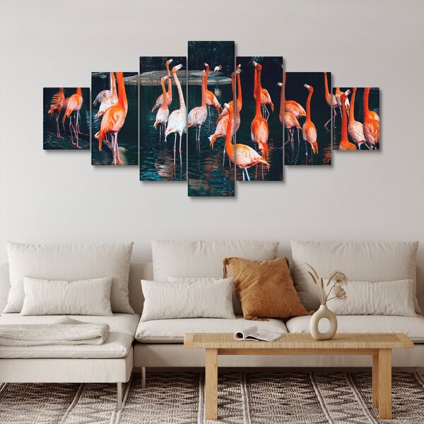 Obraz stáda plameňáků (210x100 cm)