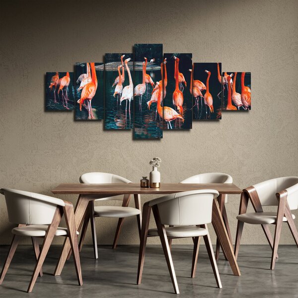 Obraz stáda plameňáků (210x100 cm)