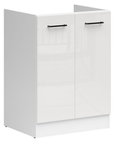 Kuchyňská skříňka Junona Tafla dřezová 60 cm, bílá/bílá křída lesk