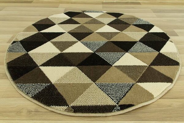 Kulatý koberec LUNA 503430/67911 trojúhelníky hnědý Rozměr: průměr 60 cm