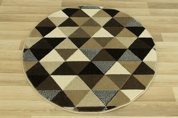 Kulatý koberec LUNA 503430/67911 trojúhelníky hnědý Rozměr: průměr 60 cm