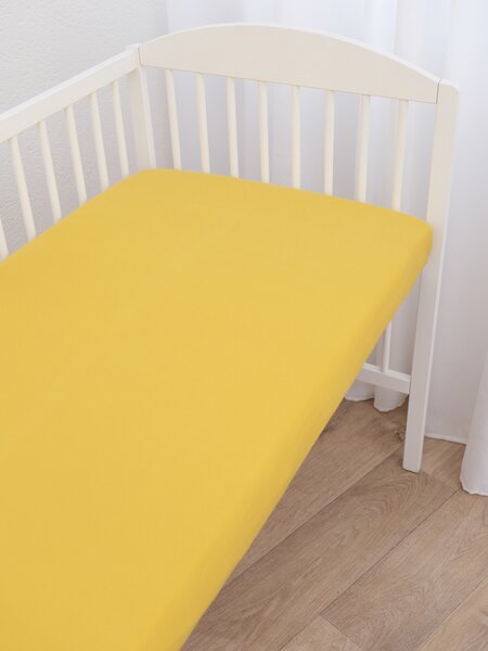 MK Lůžkoviny Jersey prostěradlo do postýlky Classic 60 × 120 cm - hořčicová