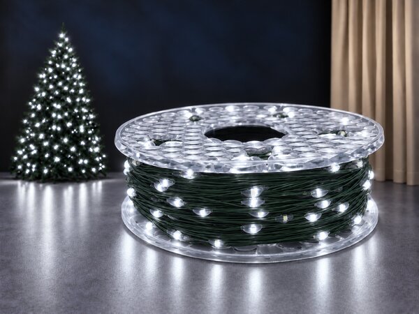 Vánoční LED mikro řetěz, studená bílá se záblesky, 50 m, 500 kapkových LED