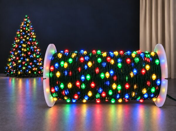Vánoční LED mikro řetěz s kapkovými diodami, různobarevná, 50M, 500 LED, 8 programů, dálkový ovládač