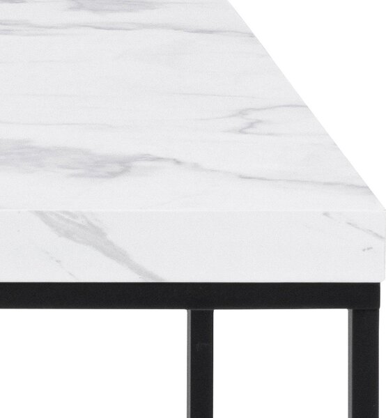 Bílý konferenční stolek s deskou v dekoru mramoru 55x110 cm Barossa – Actona