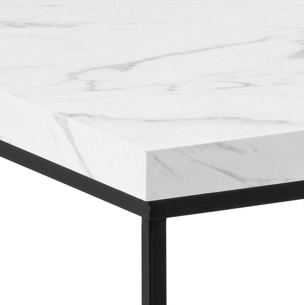 Bílý konferenční stolek s deskou v dekoru mramoru 55x110 cm Barossa – Actona