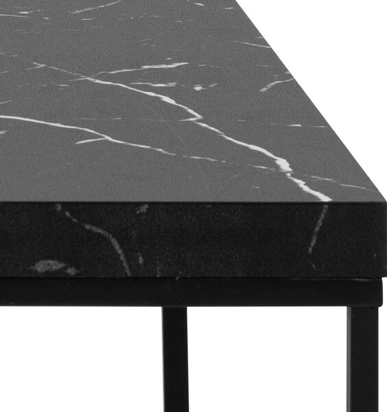 Černý konferenční stolek s deskou v dekoru mramoru 55x110 cm Barossa – Actona