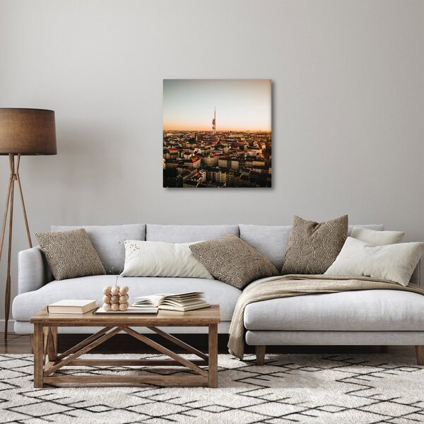Obraz západu slunce nad Žižkovem (30x30 cm)