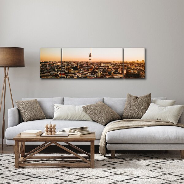 Obraz západu slunce nad Žižkovem (170x50 cm)
