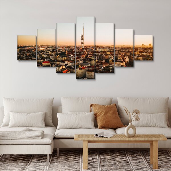 Obraz západu slunce nad Žižkovem (210x100 cm)