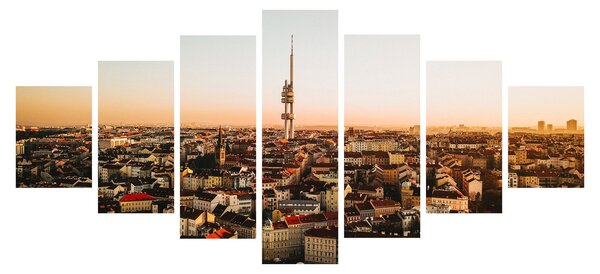Obraz západu slunce nad Žižkovem (210x100 cm)