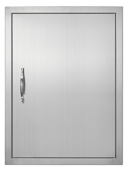 "Přístupová dvířka ke grilu - Jednoduchá dvířka do venkovní kuchyně 508 x 686 mm - Dvířka z nerezové oceli k zapuštění - Vertikální dvířka do zdi s madlem - pro grilovací ostrůvek, grilovací stanici, venkovní skříňku"