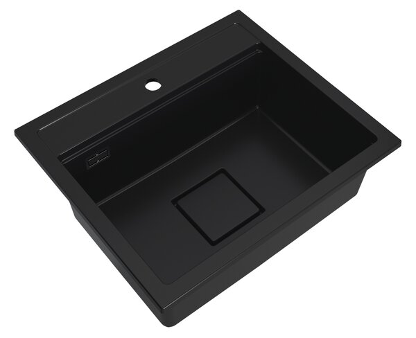 Gamma Quadro 5850, 1-komorový granitový dřez 580x495x220 mm, černá, GMA-ZLE000229