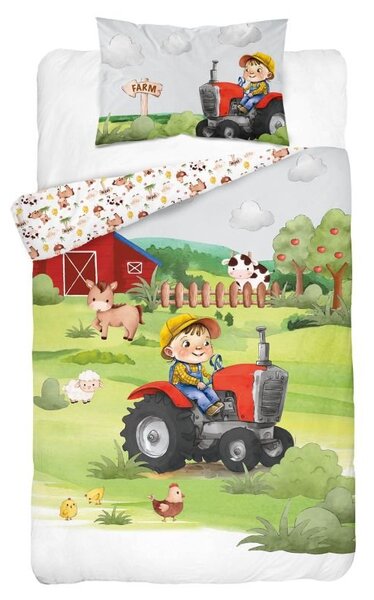 DETEXPOL Bambusové povlečení do postýlky Bavlna, Bambus, 3D Farma červená 100/135, 40/60 cm