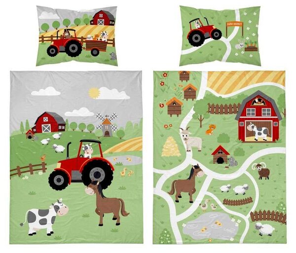 DETEXPOL Bambusové povlečení do postýlky Farma red Bavlna, Bambus, 100/135, 40/60 cm
