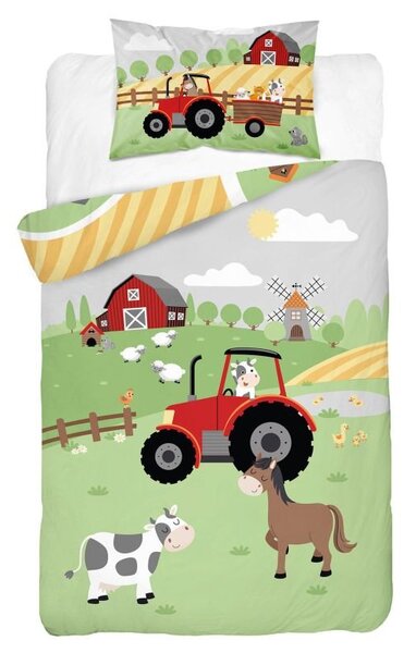 DETEXPOL Bambusové povlečení do postýlky Farma red Bavlna, Bambus, 100/135, 40/60 cm