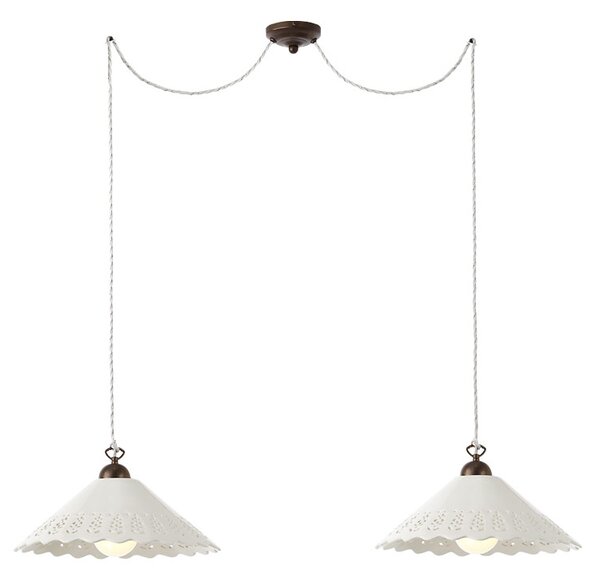 Redo LEA 02-904 + CT40 - Závěsné retro svítidlo s keramickými stínidly Ø 40cm (Dvojramenný retro závěsný lustr )