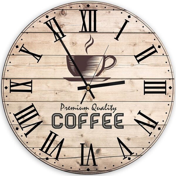 Hodiny na zeď Prémiová kvalita kávy Rozměry: 40 x 40 cm