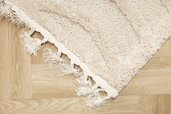 Koberec Berber 9754 s třásněmi, ivory / krémový