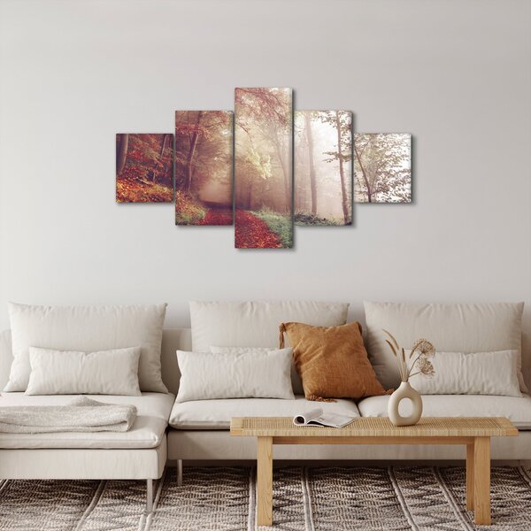 Obraz - Podzimní procházka lesem (125x70 cm)
