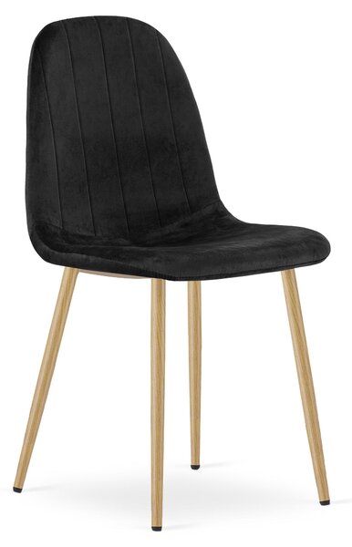 Židle – Leobert – Padva – černý samet/dubové nohy – 44,5 × 53 × 87 cm – sada 4 ks