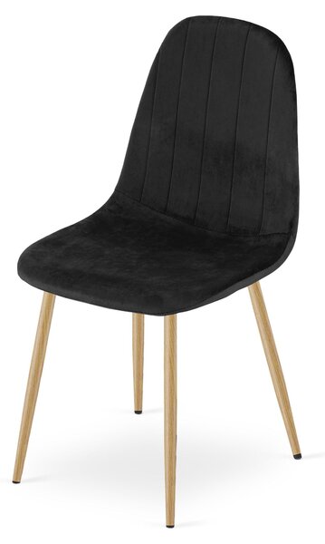 Židle – Leobert – Padva – černý samet/dubové nohy – 44,5 × 53 × 87 cm – sada 4 ks