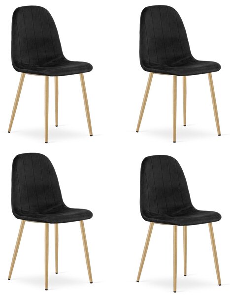 Židle – Leobert – Padva – černý samet/dubové nohy – 44,5 × 53 × 87 cm – sada 4 ks
