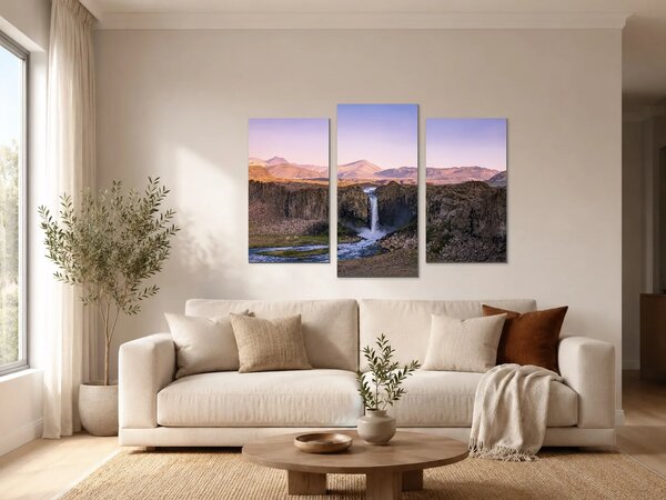 Vodopád v horském kaňonu – Třídílný obraz B, 90 × 60 cm