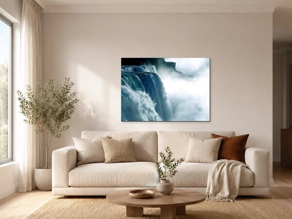 Mohutný vodopád v mlze – Jednodílný obraz, 70 × 50 cm